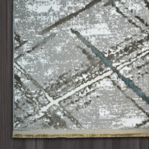 Χαλιά Vintage Abstract Diamond με κρόσσι χρυσό OT650RM-GREY-GL 200X265cm