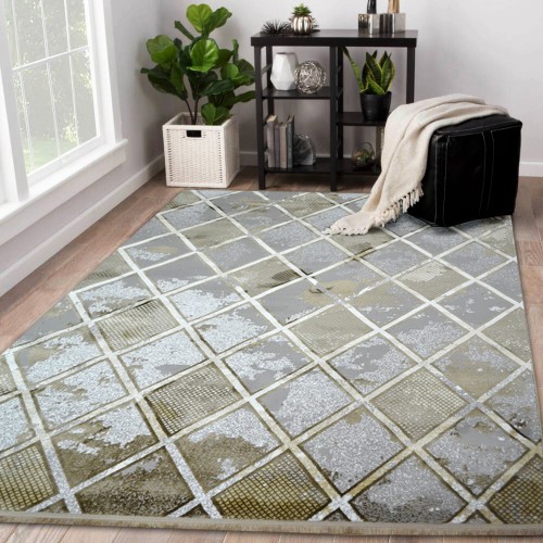 Χαλιά Vintage Abstract Diamond με κρόσσι χρυσό OT653RM-VIZ-GL 200X265cm