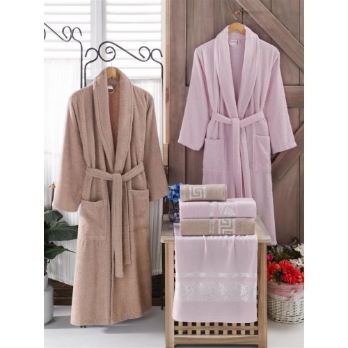 Σετ Μπουρνούζια 6τμχ Βαμβακερό Family onesize Μπέζ - Πούδρα BOXF134 Σετ Μπουρνούζια 6τμχ Βαμβακερό Family onesize Μπέζ - Πούδρα BOXF134