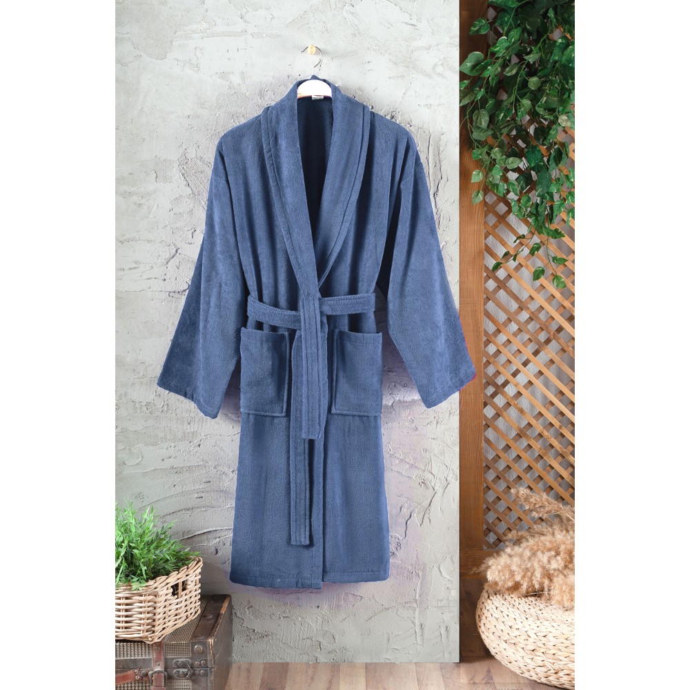 Μπουρνούζι Βαμβακερό Box Μπλέ BTH123-BLU