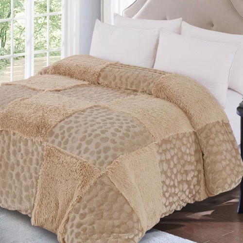 Ισοθερμικό Κουβερτοπάπλωμα Plush Shaggy Dot Υπέρδιπλο Μπεζ 220X240Q QBL-145BG