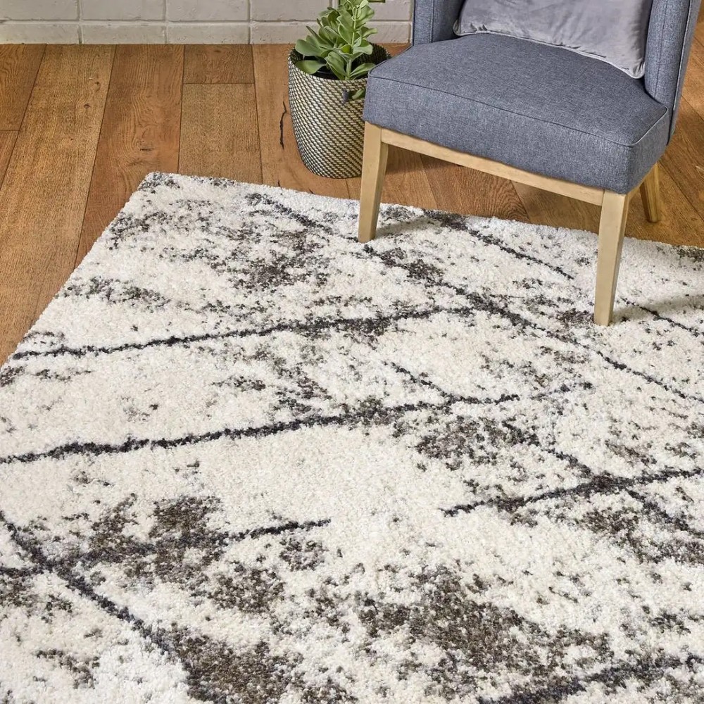 Χαλιά Shaggy Moroccan Thom Abstract TH114-GR Ιβουάρ-γκρι 160x220cm