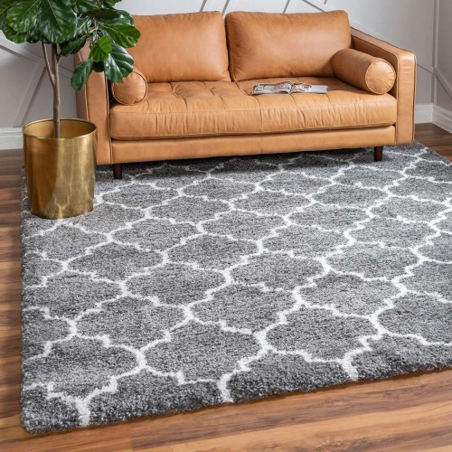 Χαλιά Shaggy Moroccan Woven 283GR Γκρι-ιβουάρ 160x230cm