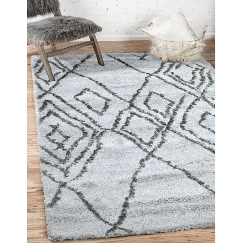 Χαλιά Shaggy Logan L0096D-GROL Γκρι-λαδί 160x230cm