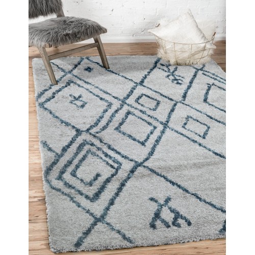 Χαλιά Shaggy Logan L0118E-GRBL Γκρι-μπλε 160x230cm