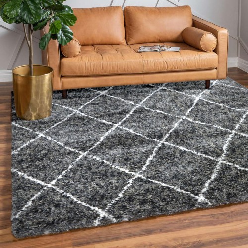 Χαλιά Shaggy Moroccan Thom Abstract TH-128GRIV Ανθρακί 160x220cm