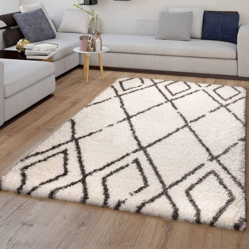 Χαλιά Shaggy Moroccan Eyelash 149IVGR Ιβουάρ με μαύρο 270x360cm