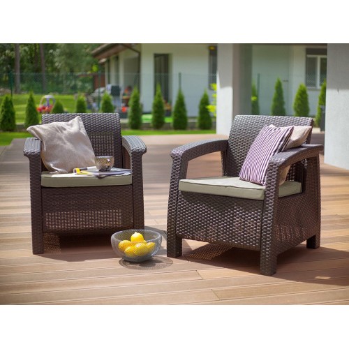 Διθέσιος καναπές κήπου Corfu Rattan Καφέ-μπεζ GSF-1-2S22-BRBG Διθέσιος καναπές κήπου Corfu Rattan Καφέ-μπεζ GSF-1-2S22-BRBG