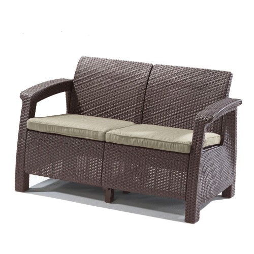 Διθέσιο Σαλόνι κήπου Corfu Rattan Καφέ-μπεζ GSF-1S22-BRBG