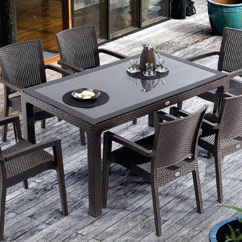 Τραπέζι Πολυπροπυλενίου Rattan 100x70x75cm CH574-100-BR Καφέ