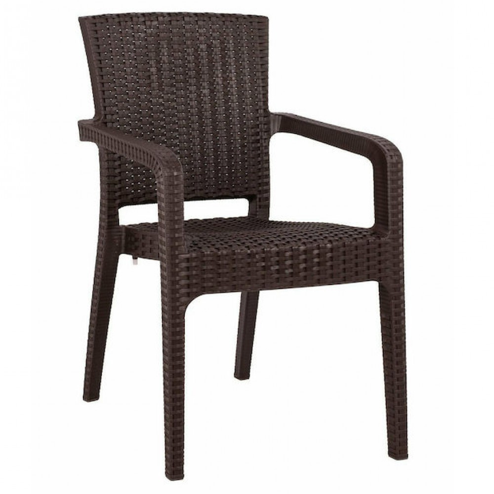 Πολυθρόνα Πολυπροπυλένιου Rattan HM5590.03 Καφέ 58x55x87cm