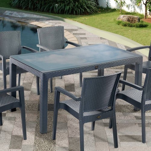 Τραπέζι Πολυπροπυλενίου Rattan 100x70x75cm CH574-100-ANT Ανθρακί