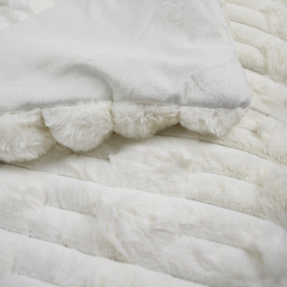 Υπέρδιπλο Σετ Κουβερτοπάπλωμα 3τμχ Γούνινο Rabbit Διπλής όψης Stripe Mink 220x240 SET415-IV Ιβουάρ