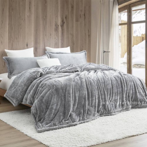 1 + 1 ΔΩΡΟ Υπέρδιπλη κουβέρτα Plush βελούδινη με κάτω όψη sherpa προβατάκι (220x240cm) VLV141-LGR Γκρι ανοιχτό