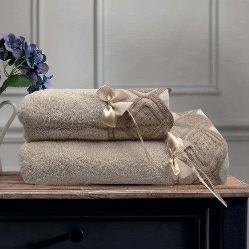 Σετ Πετσέτες Βαμβακερές 2τμχ Rhombus TW60-BG Μπεζ Σετ Πετσέτες Βαμβακερές 2τμχ Rhombus TW60-BG Μπεζ