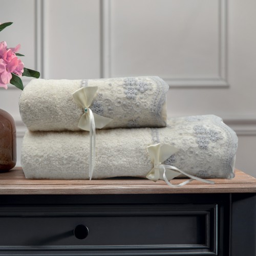 Σετ Πετσέτες Βαμβακερές 2τμχ Juliet TW61-IV Ιβουάρ-γκρι Σετ Πετσέτες Βαμβακερές 2τμχ Juliet TW61-IV Ιβουάρ-γκρι