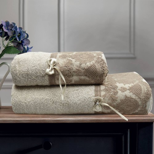 Σετ Πετσέτες Βαμβακερές 2τμχ Lina TW63-BG Μπεζ Σετ Πετσέτες Βαμβακερές 2τμχ Lina TW63-BG Μπεζ