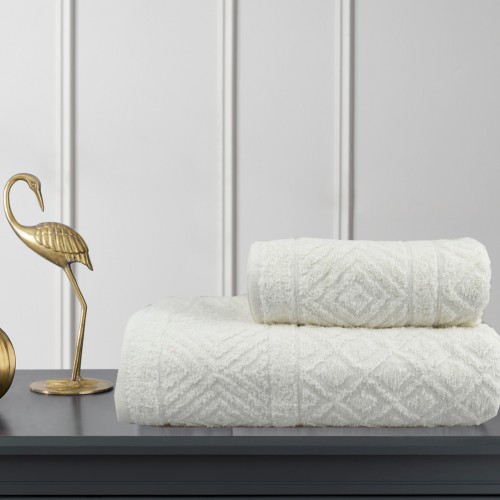 Σετ Πετσέτες Βαμβακερές 2τμχ Rhombus TW68-IV Ιβουάρ