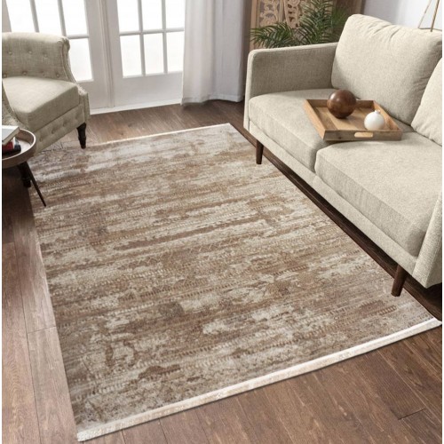 Χαλιά Κλασικά Silkline ανάγλυφα με κρόσσι CLS-15-BR 200X290cm -  καφέ κρεμ -ΑΠ