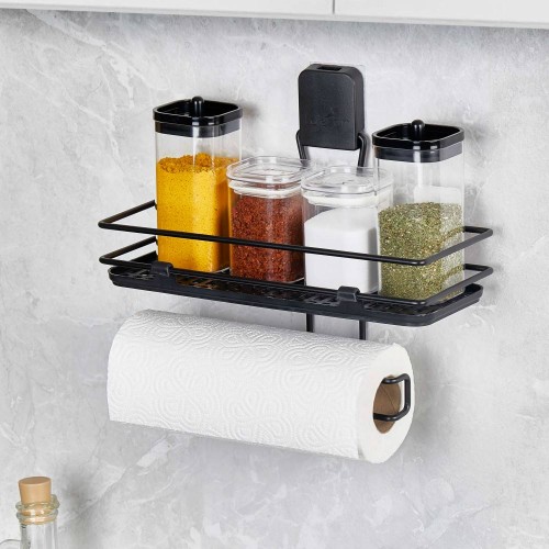 Ράφι με θήκη για ρολό κουζίνας Roza 30x14x22cm SHW-475-BLC Ράφι με θήκη για ρολό κουζίνας Roza 30x14x22cm SHW-475-BLC