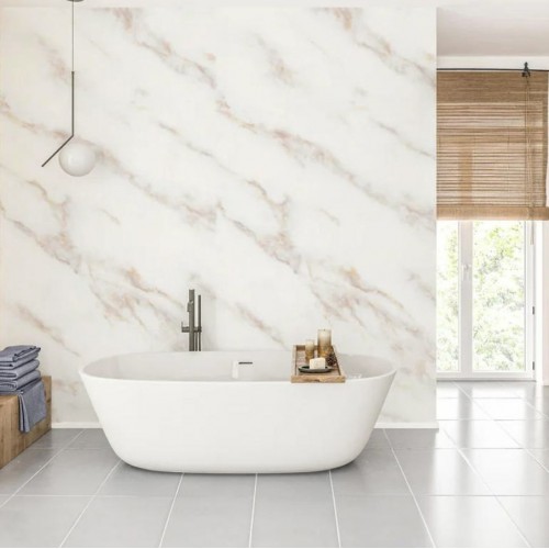 PVC UV Μαρμάρινο φύλλο πάνελ τοίχου 3x1220x2900mm MRBL8066 Ιβουάρ-μπεζ