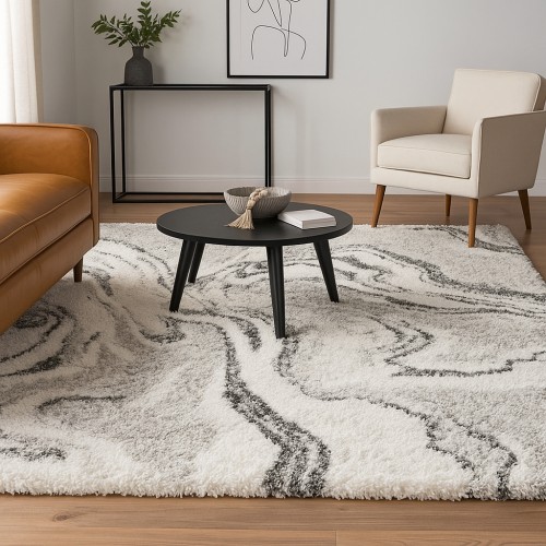 Χαλιά Shaggy Moroccan Thom Abstract 112GR Ιβουάρ-γκρι 280x370cm -ΑΠ