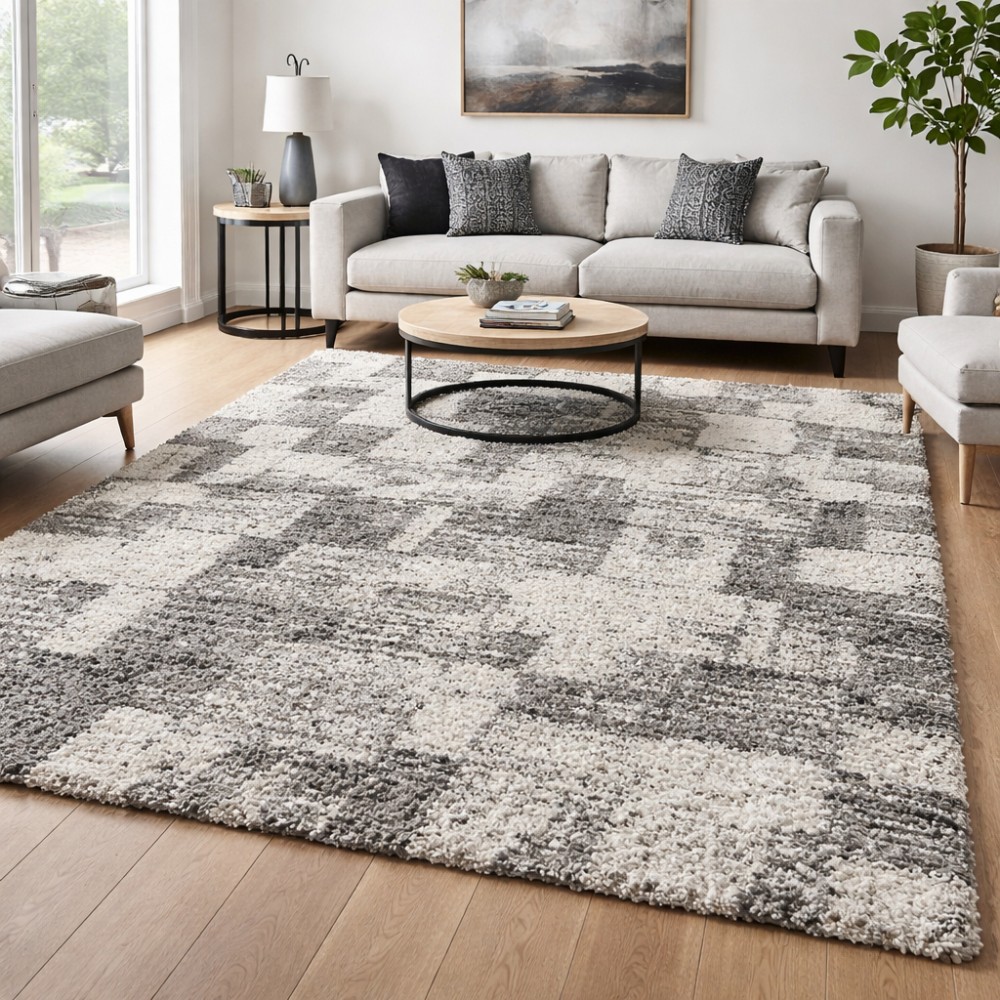 Χαλιά Shaggy Moroccan Thom Abstract TH-115GR Γκρι 160x230cm