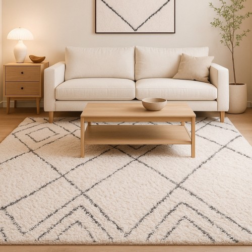Χαλιά Shaggy Moroccan Eyelash 149IVGR Ιβουάρ με μαύρο 270x360cm