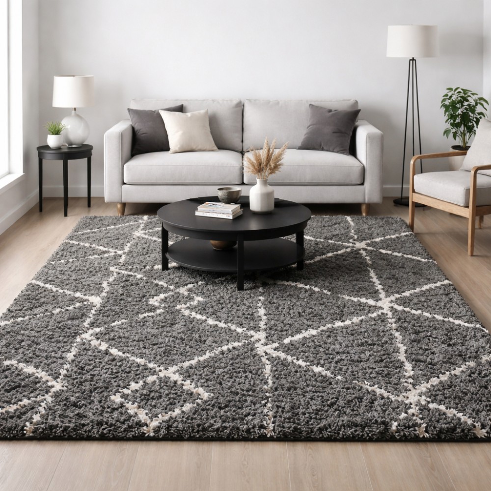 Χαλιά Shaggy Moroccan Eyelash 150GR Γκρι ανθρακί 160x230cm