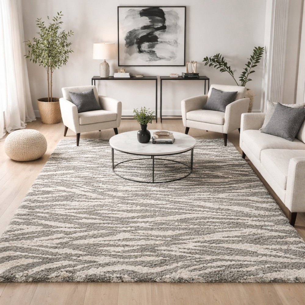 Χαλιά Shaggy Moroccan Thom 2118BGGR Μπεζ-γκρι 200x280cm -ΑΠ