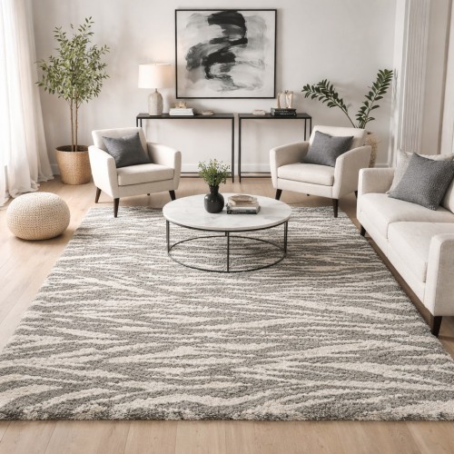 Χαλιά Shaggy Moroccan Thom 2118BGGR Μπεζ-γκρι 200x280cm -ΑΠ