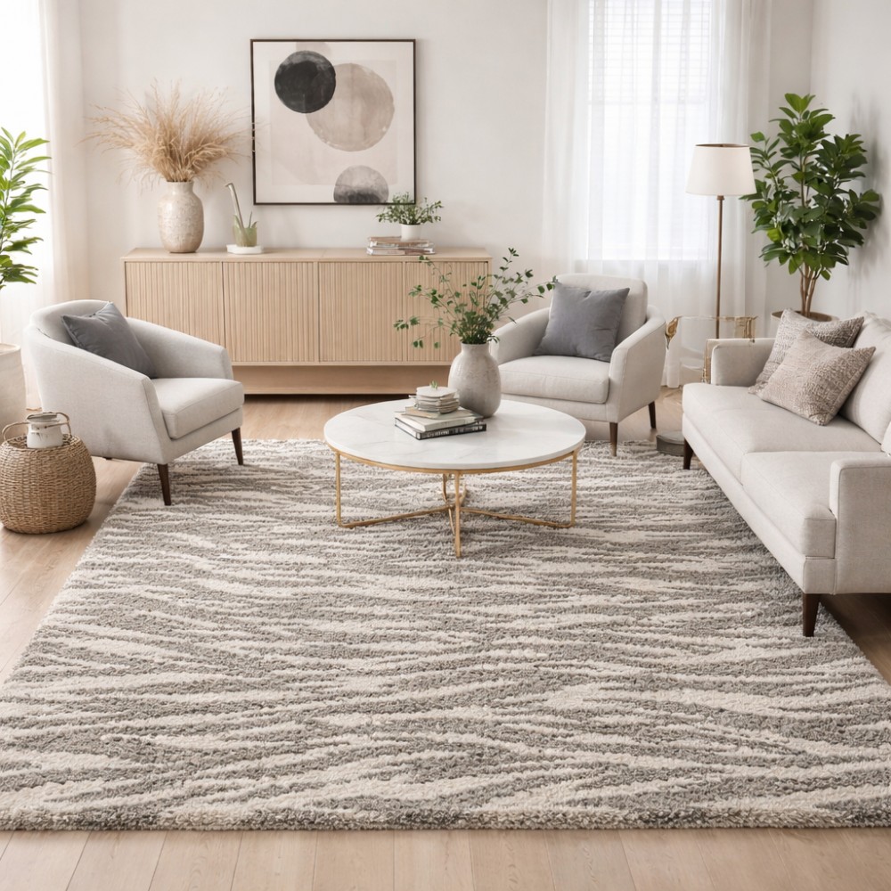 Χαλιά Shaggy Moroccan Thom 2118BGGR Μπεζ-γκρι 200x280cm -ΑΠ