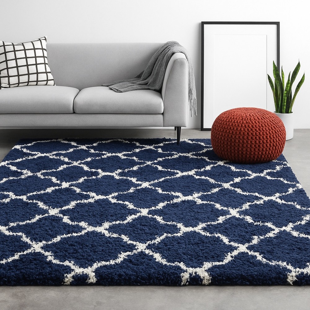Χαλιά Shaggy Moroccan Woven 283BL Μπλε-ιβουάρ 200x300cm Χαλιά Shaggy Moroccan Woven 283BL Μπλε-ιβουάρ 200x300cm