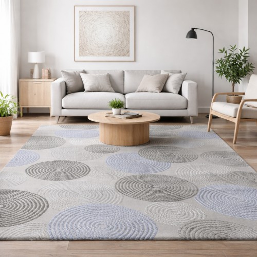 Χαλιά Delux 36725A-BLU 160X210cm Μπλε με γκρι