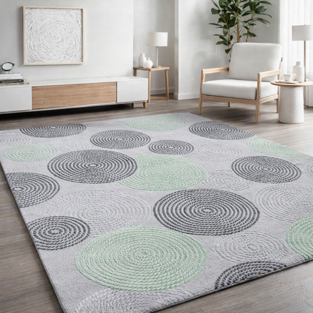 Χαλιά Delux 36725A-GRN 160X210cm Λαδί με γκρι