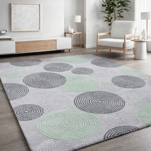 Χαλιά Delux 36725A-GRN 160X210cm Λαδί με γκρι