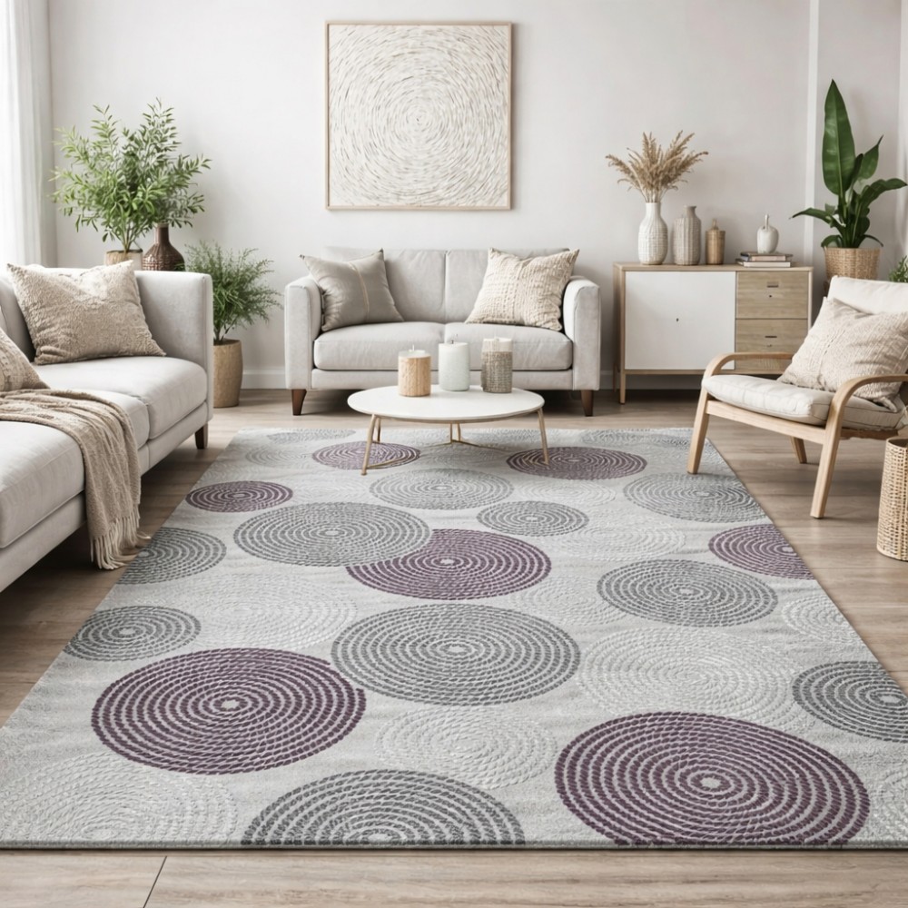 Χαλιά Delux 36725A-LILA 240X290cm Σάπιο μήλο με γκρι