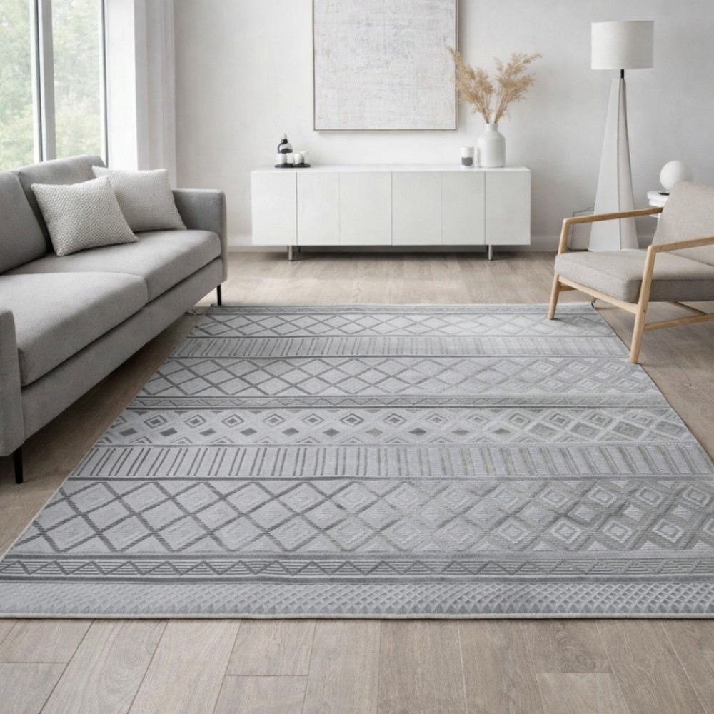 Χαλιά Delux 38449A-GR 240X290cm Γκρι 