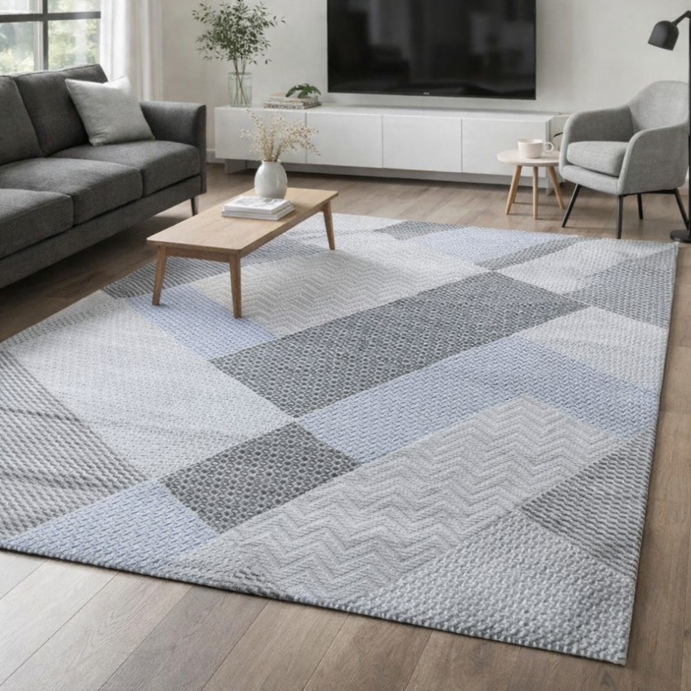 Χαλιά Delux 38935A-BLU 200X270cm Μπλε με γκρι Χαλιά Delux 38935A-BLU 200X270cm Μπλε με γκρι