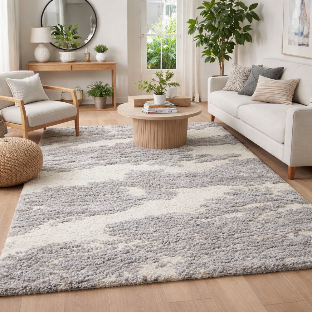 Χαλιά Shaggy Moroccan Reflex τύπου Φλοκάτη C716B-CRBG Κρεμ 160x210cm