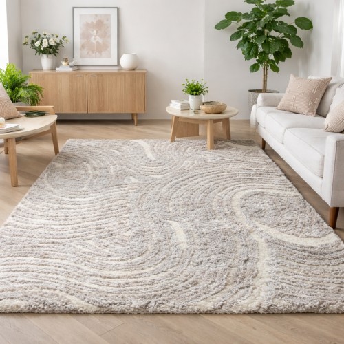 Χαλιά Shaggy Moroccan Reflex τύπου Φλοκάτη C717B-CRBG Κρεμ 235x290