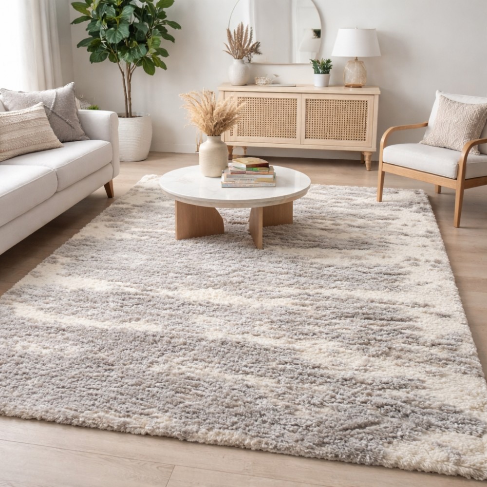 Χαλιά Shaggy Moroccan Reflex τύπου Φλοκάτη C721B-CRBG Κρεμ 160x210cm