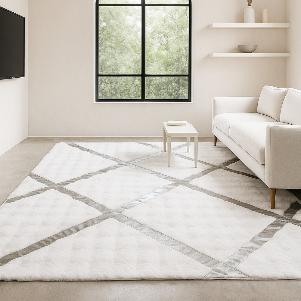 Carpets Faux Rabbit Rabbit Luxurius DSN05-WHSLV 160x220cm Carpets Faux Rabbit Rabbit Luxurius DSN05-WHSLV 160x220cm