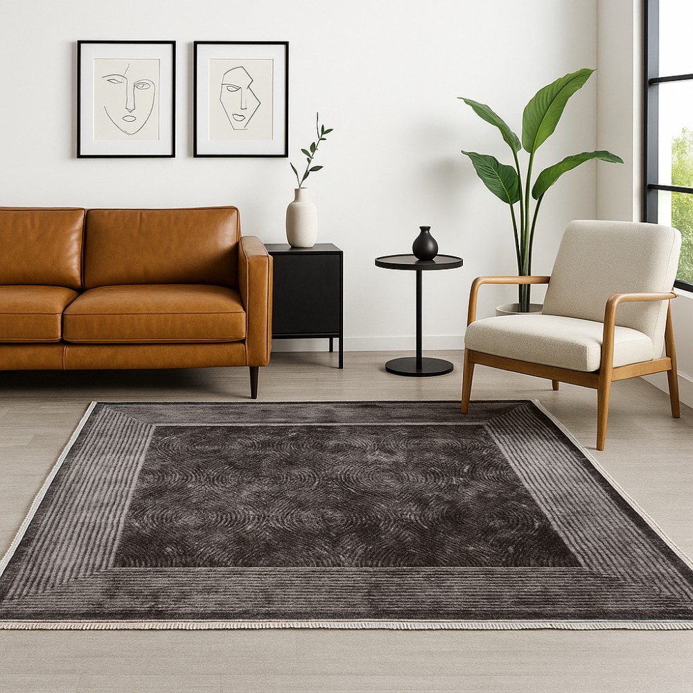 Χαλιά Κλασικά Heatset ανάγλυφα με κρόσσι Halic 200X270cm HL606-BR-200 Καφέ