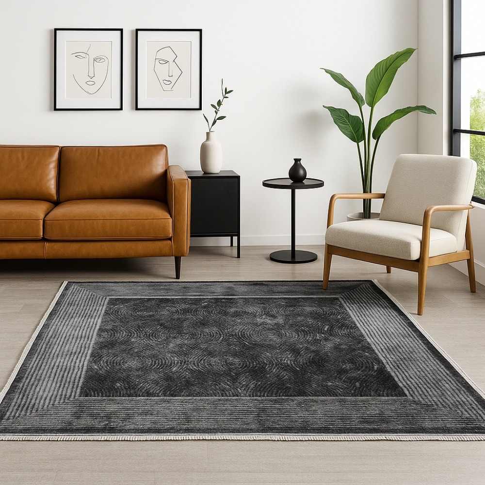Χαλιά Κλασικά Heatset ανάγλυφα με κρόσσι Halic 200X270cm HL606-GR-200 Γκρι