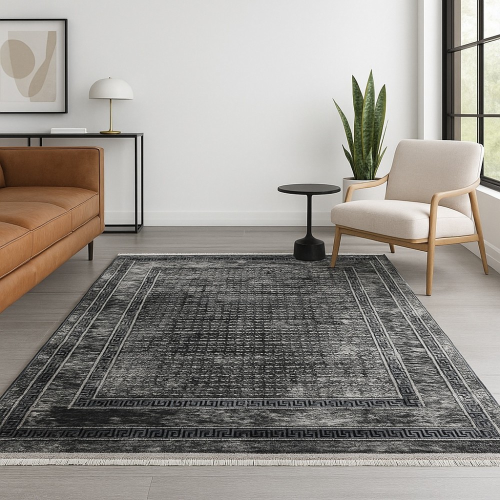 Χαλιά Κλασικά Heatset ανάγλυφα με κρόσσι Halic 200X270cm HL620-GR-200 Γκρι