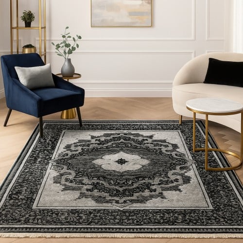 Χαλιά Κλασικά Heatset ανάγλυφα με κρόσσι Halic 200X270cm HL621-GR-200 Γκρι