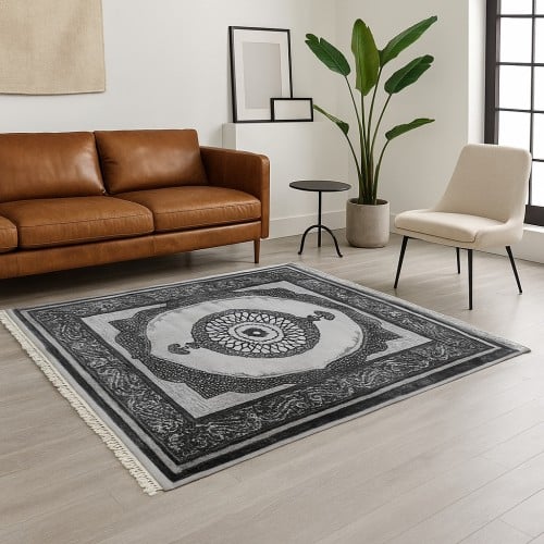 Χαλιά Κλασικά Heatset ανάγλυφα με κρόσσι Halic 200X270cm HL650-GR-200 Γκρι