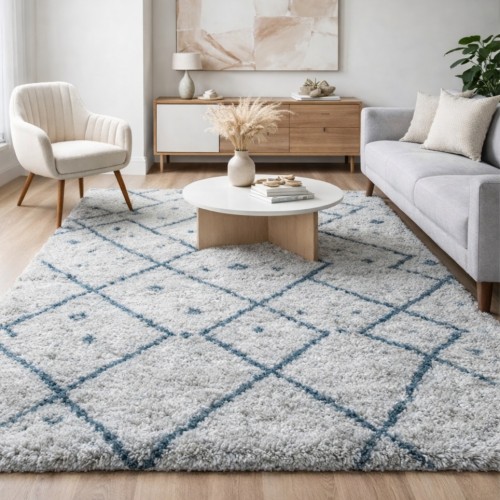 Χαλιά Shaggy Logan L0122D-GRBL Γκρι-μπλε  160x230cm