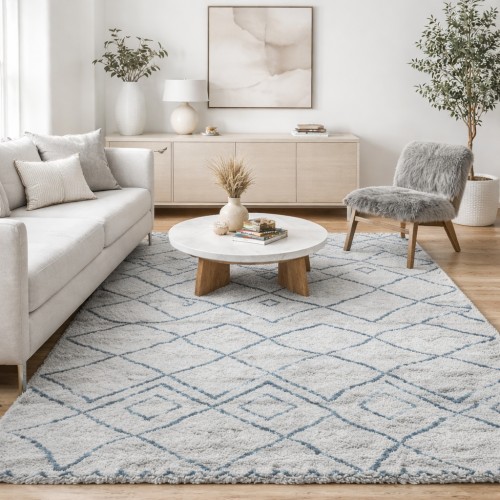 Χαλιά Shaggy Logan L0125C-GRBL Γκρι-μπλε 160x230cm